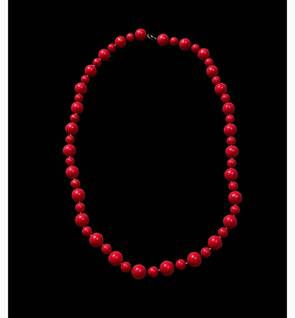 Vintage Red Chunky Beaded Necklace